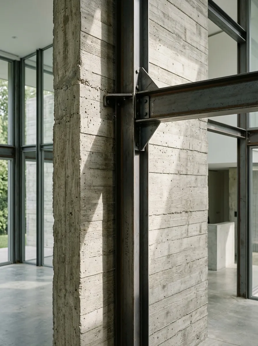 Détail architectural de béton banché et structure métallique - EDC